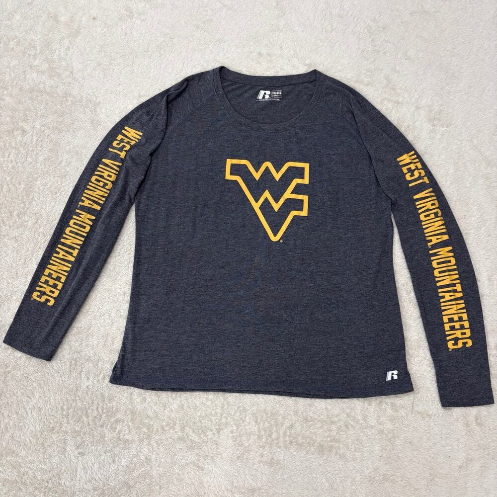 Russell Athletic Womens 2XL WVU West Virginia Mountaineers Long Sleeve Shirt